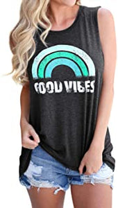 Women Good Vibes Blouse Hoodies Long Sleeve Casual Tank Top